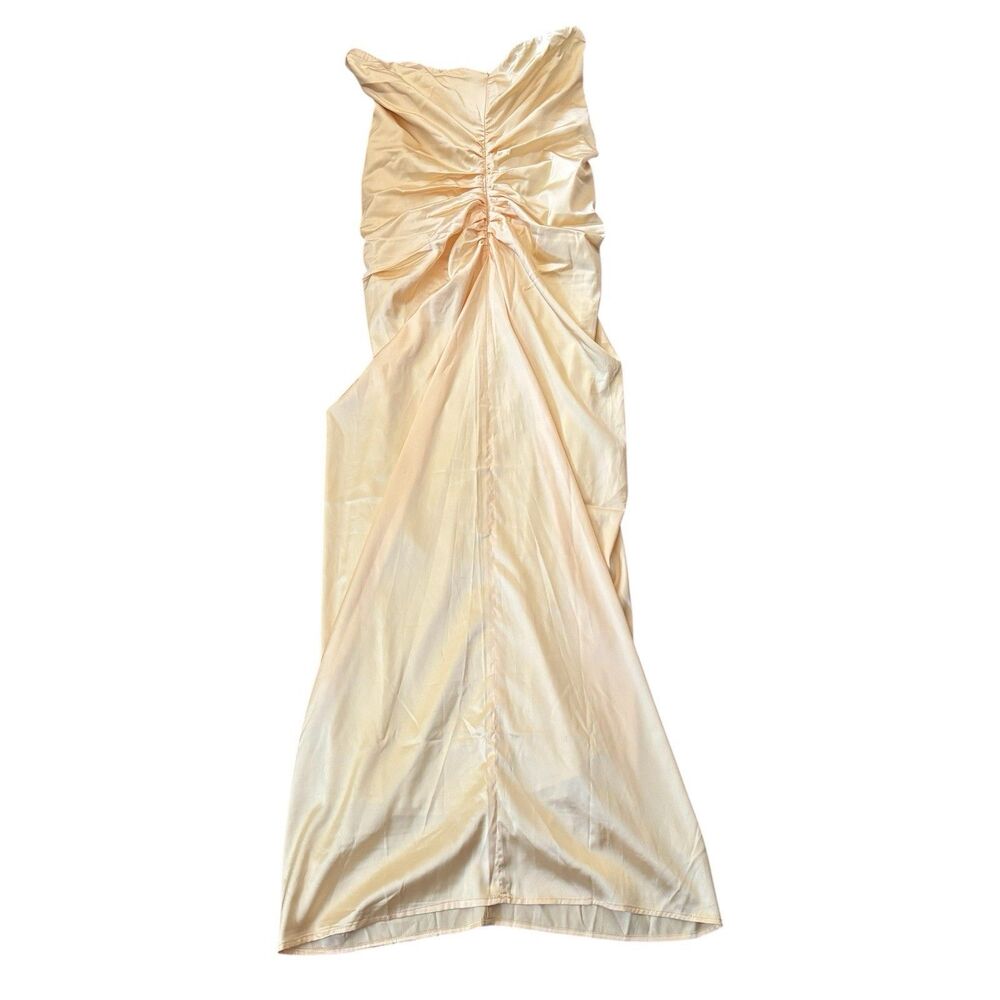 NWT Formal Maxi Dress Hoco Satin Butter Yellow‎ Strapless Size 10 Bodycon Glam